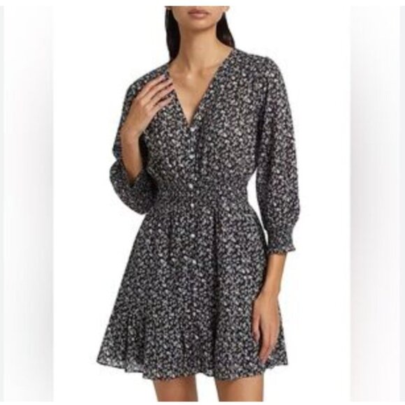Veronica Beard Dresses & Skirts - Veronica Beard Dress Womens 4 Floral Long Sleeve Smocked Waist Button Up